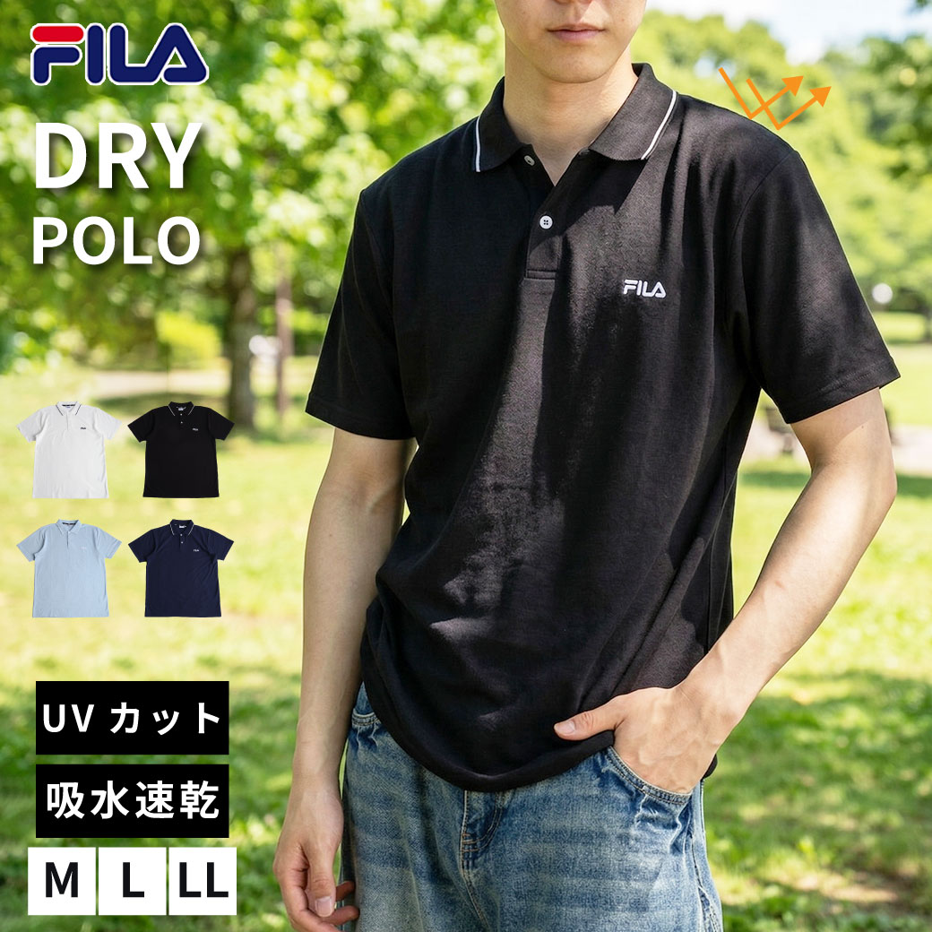 乐天商城 - ポロシャツ メンズ 半袖 FILA フィラ 吸水速乾 UVケア ドライ 鹿の子 無地 刺繍ロゴ シンプル カジュアル 夏服 レディース ユニセックス トップス ゴルフ