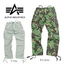 ALPHA INDUSTRIES(アルファ インダストリーズ) TRACKER PANT @ 2color  サバゲー装備　サバゲー服装 メンズ カーゴ カーゴパンツ ソリッド カモフラージュ 迷彩柄 フルレングス  