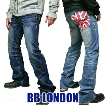 BB LONDON(ビービーロンドン) Denim @CAMDEN BB122 2color メンズデニム ブーツカット フレア ユニオンジャック コットン ジーンズ【\1..