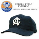 EBBETS FIELD FLANNELS(エベッツ フィールド フランネルズ) BASEBALL CAP Navy CHICAGO AMERICAN GIANTS キャップ/帽子/野球 別注　フリーサイズ　USALEATHER STRAP レザー ストラップ