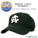 EBBETS FIELD FLANNELS(エベッツ フィールド フランネルズ) BASEBALL CAP 50 Black CHICAGO AMERICAN GIANTS ツバ裏サテングリーン キャップ 帽子 野球 フリーサイズ USA 別注 米国製 コットン素材 綿 レザー ストラップ ベースボールキャップ【RCP】