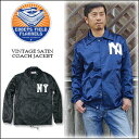 EBBETS FIELD FLANNELS(エベッツ フィールド フランネルズ) VINTAGE SATIN COACH JKコーチジャケット ウインドブレーカー NEW YORK BLACK YANKEES / BROOKLYN EAGLES/野球 ビンテージサテン USA【RCP】