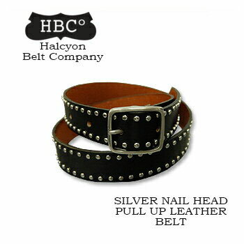 HALCYON BELT COMPANY(ハルシオンベルトカンパニー) SILVER NAIL HEAD PULL UP LEATHER BELT  バックル ベルト 本革 レザー 30mm イギリス製 Englandプルアップレザー