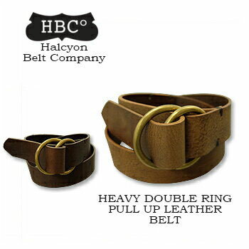 HALCYON BELT COMPANY(ハルシオンベルトカンパニー) HEAVY DOUBLE RING PULL UP LEATHER BELT プルアップレザー ベルト 本革 レザー 40mm イギリス製 England