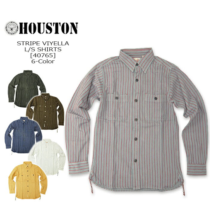 HOUSTON(ヒューストン) STRIPE VIYELLA L/S SHIRT6-Color ビエラシャツ シャツ ネルシャツ 長袖シャツ メンズ レディース アメカジストライプ ワークシャツ