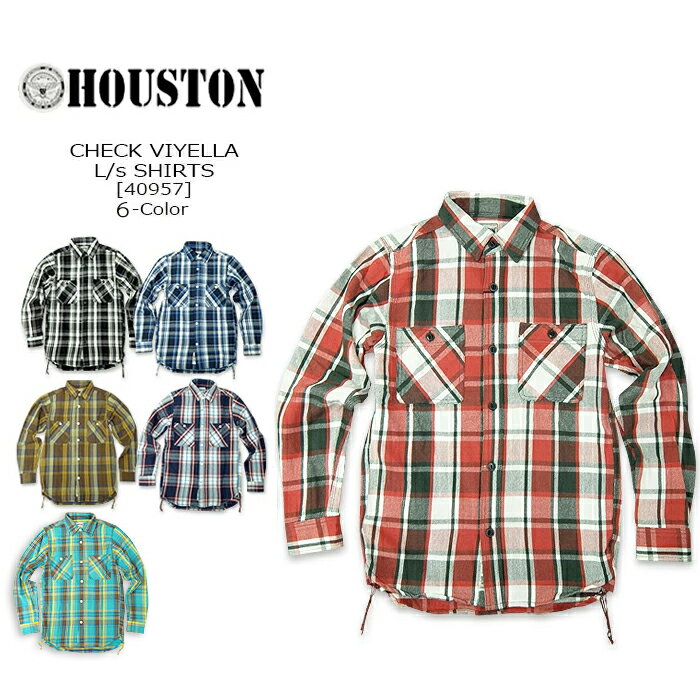 HOUSTON(ヒューストン) BLOCK CHECK VIYELLA L/S SHIRT 40957 6-Color ブロックチェック ビエラシャツ シャツ ネルシャツ 長袖シャツ メンズ レディース アメカジ ワークシャツ【 6,490】【smtb-kd】【RCP】