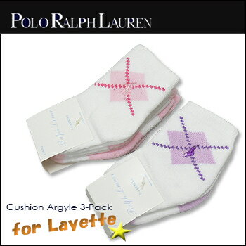 Polo Ralph Lauren(ポロ ラルフローレン)-Layette Girl- Cushion Argyle 3-Pack Crew[G40006LPK] 新生児 6ヶ月 子供用 ソックス 靴下 3枚組 女の子 【smtb-KD】【RCP】P19Jul15