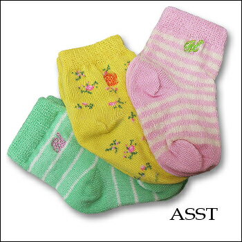 Polo Ralph Lauren(ポロ ラルフローレン)-Layette Girl- Gingham/Flower/Stripe 3-Pack Crew[G41033LPK] 新生児 6ヶ月 子供用 ソックス 靴下 3枚組 女の子 【smtb-KD】【RCP】