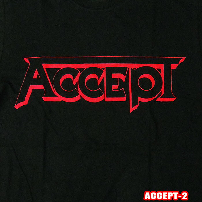 ROCK TEE ACCEPT-2 LOGO-1ロックTシャツ/バンドTシャツ 英国/米国のオフィシャルライセンス