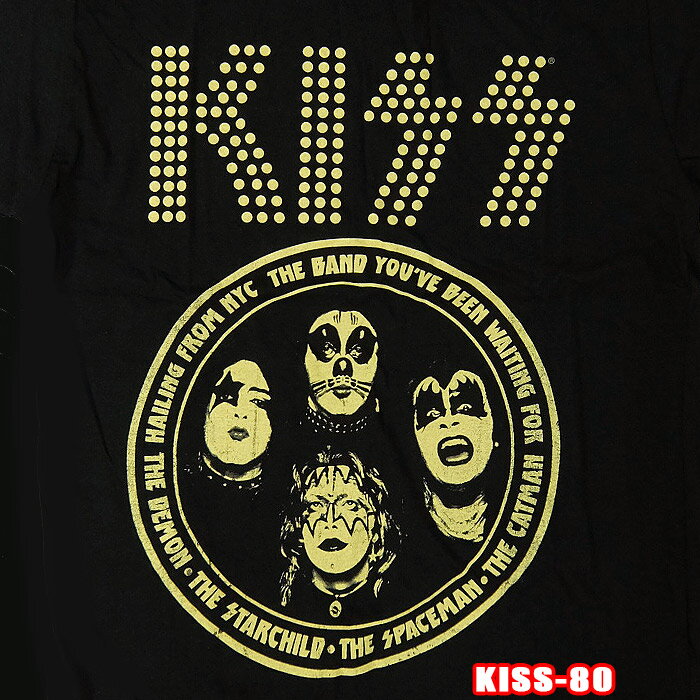 ROCK TEE KISS-80 Band Circle ロックTシャツ バンドTシャツ ROCK T バンT英国/米国のオフィシャルライセンス