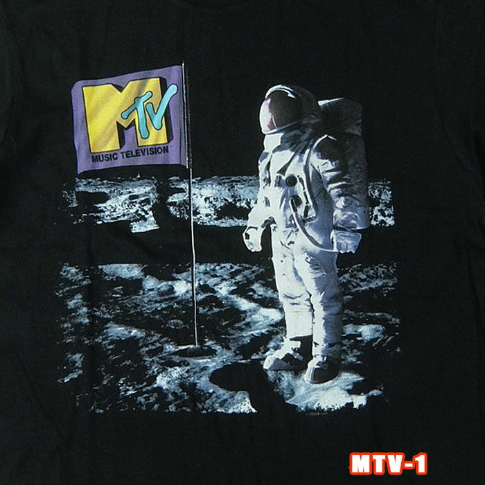 楽天WEST WAVEMOVIE & TV TEE MTV-1[エムティービー]Flag On Moonミュージックテレビジョン 英国/米国のオフィシャルライセンスTEE ロックTシャツ/バンドTシャツ Music television【smtb-kd】【RCP】