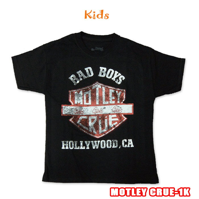 ROCK TEE Kids MOTLEY CRUE-1K[モトリークルー] キッズ Bad Boys Shield 子供サイズ ロックTシャツ バンドTシャツ 英国/米国のオフィシャルライセンス 【RCP】