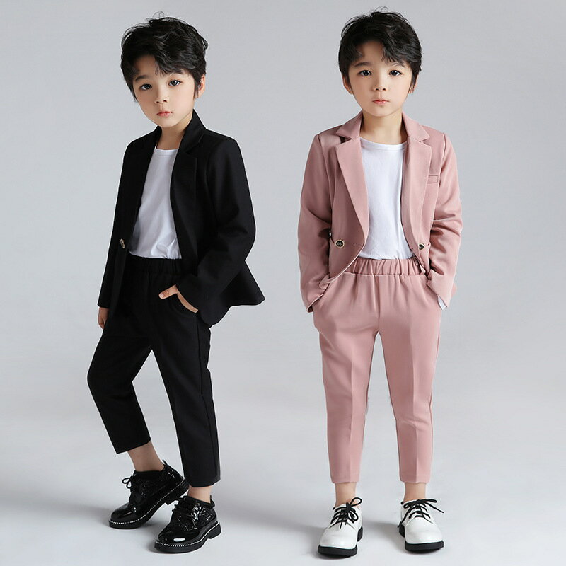 【2点セット】子供スーツ 男の子 キッズスーツセットアップ 長袖ジャケット+長ズボン 春秋冬 スーツセット おしゃれ 紳士服 発表会 結婚式 誕生日 礼服 演出...