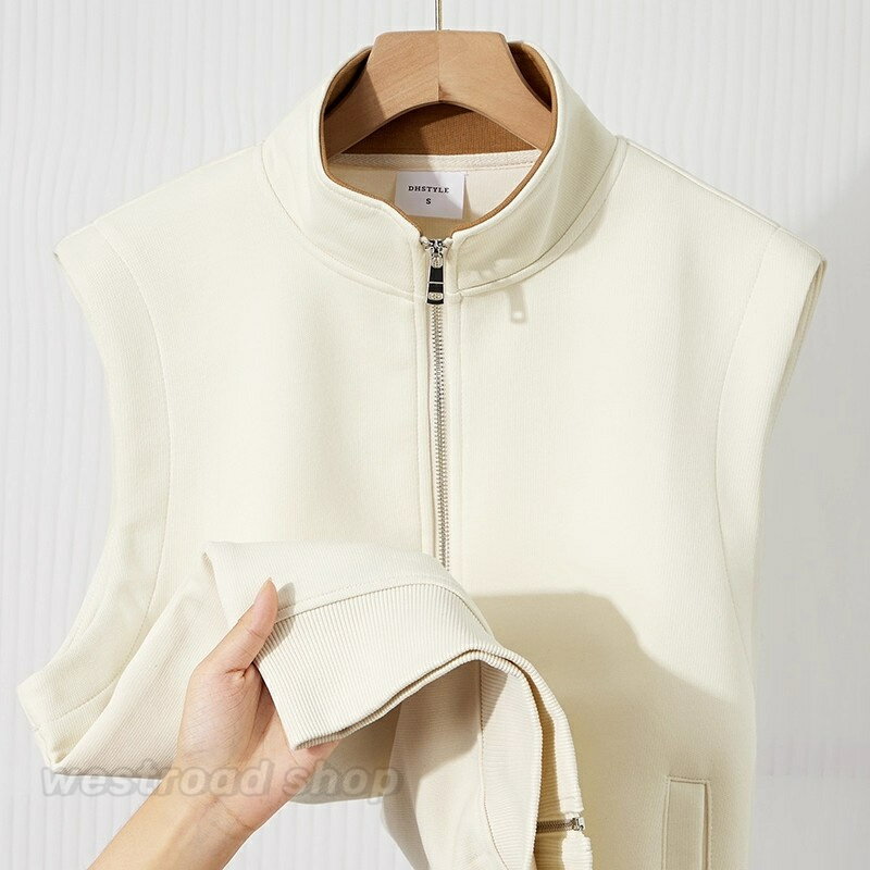 男女兼用前開きパーカーベストコット...