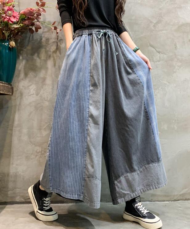 バイカラー デニムワイドパンツ レディース ワイドパンツ パンツ デニム ジーンズ ...