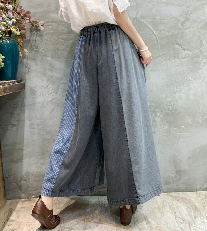 バイカラー デニムワイドパンツ レディース ワイドパンツ パンツ デニム ジーンズ ...