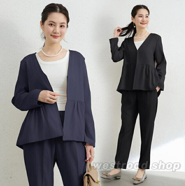 乐天商城 - パンツセットアップ レディース スーツ 上下セット テーパードパンツ ロングパンツ 春 秋 夏 フォーマル セレモニースーツ ビジネススーツ パンツスーツ 入学式 卒業式スーツ 通勤 就活 OL お宮参り 七五三 母親 服装 きれいめ 大人カジュアル 送料無料