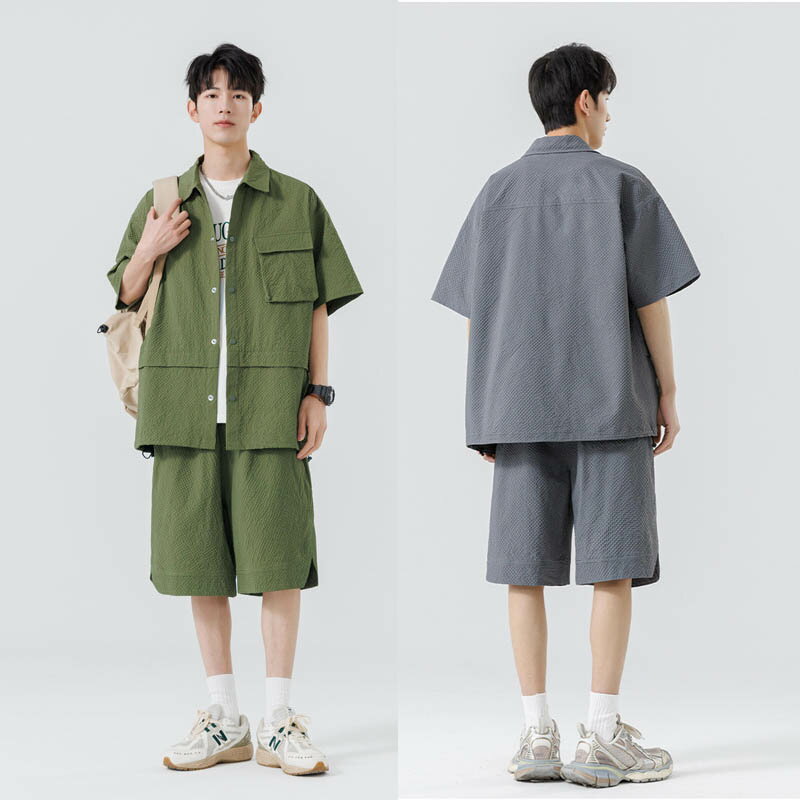 新作 M-5XL 半袖シャツ ハーフパンツ メンズ ジャージ上下セット 涼感 夏服 無地 アウトドア スポーツ 通勤 通学 旅行 大人 学生 男性 部屋着 カジュアルシャツ 大きいサイズ セットアップ おしゃれ