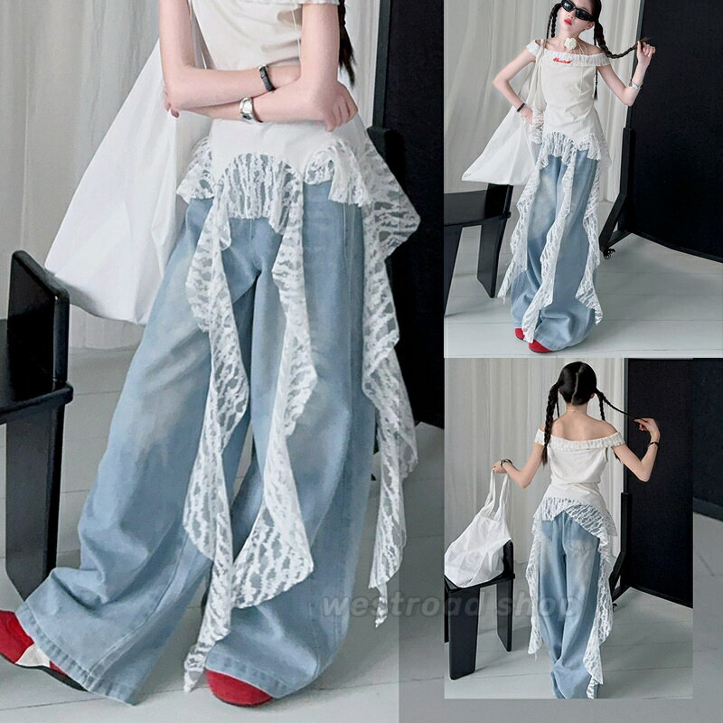 キッズダンス衣装 トップス デニムワイドパンツ セットアップ チアガール 女の子 ファッション おしゃれ ダンス衣装 キッズ 舞台 団体服 ガールズ 子供服 ジ...