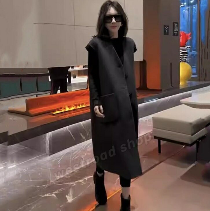 乐天商城 - ロングベスト レディース 前開き ロングジレ トレンチベスト ノースリーブ ジャケット アウター 大きいサイズ おしゃれ エレガント 無地 シンプル カジュアル 軽量 着回し フォーマル オフィス 通勤 普段着 お出かけ 母の日 誕生日 プレゼント 春秋冬