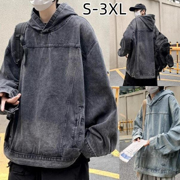 デニムパーカー メンズ パーカー デニムトップス レディース プルオーバーパーカー 男女兼用 おしゃれ 長袖 春秋 フード付き アウトドア スポーツ ヒップホップ メンズファッション