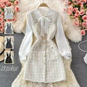 2点セット ワンピース レディース 30代40代 きれいめ ひざ丈ワンピース ツイードワンピース 長袖ブラウス セットアップ スリム 着痩せ お呼ばれ フェミニ...