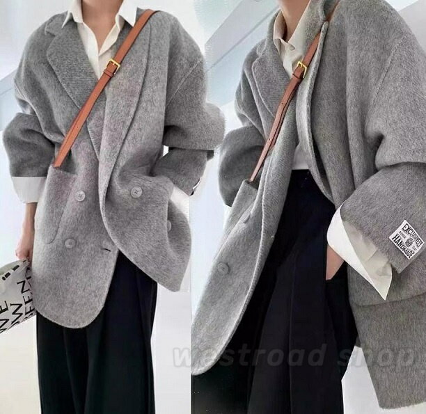 チェスターコート レディース コート ミディアム丈 テーラード ロングコート ウール混 長袖 秋冬アウタ..