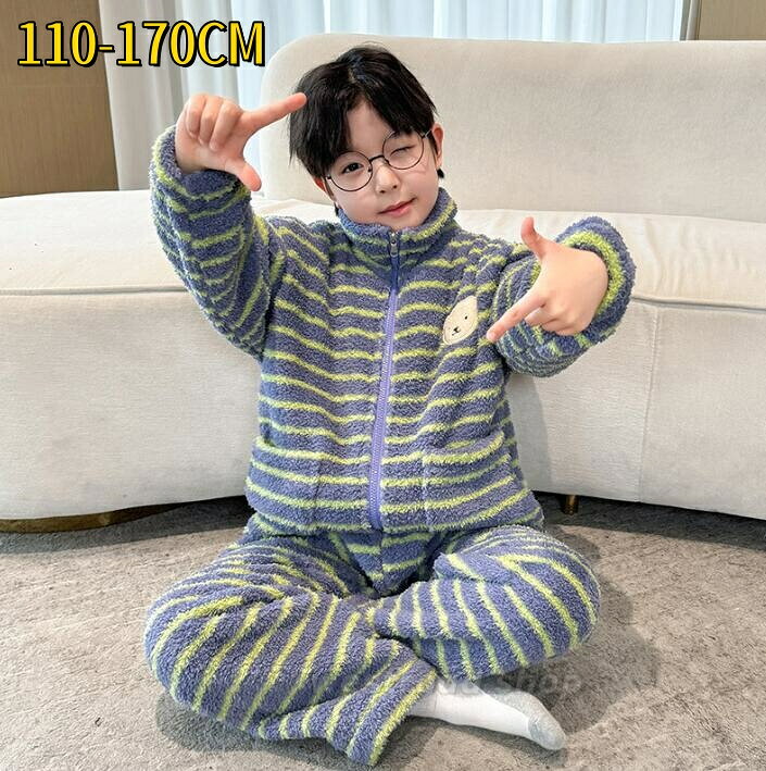 キッズ ボア パジャマ 男の子 ジャケット パンツ 上下2点セット 冬服 もこもこ ふわふわ 厚手 ジップ パジャマ 冬 前開き 暖かい ルームウェア 部屋着 保育園 防寒 秋冬 あったか 保温 冬物 冬用 カジュアル 子供服可愛い おしゃれ ジュニア110 120 130 140 150 160 170cm