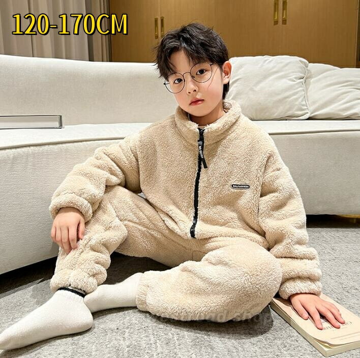 キッズ ボア パジャマ 冬服 男の子 ジャケット パンツ 上下2点セット もこもこ ふわふわ 厚手 ジップ パジャマ 冬 前開き 暖かい ルームウェア 部屋着 ...