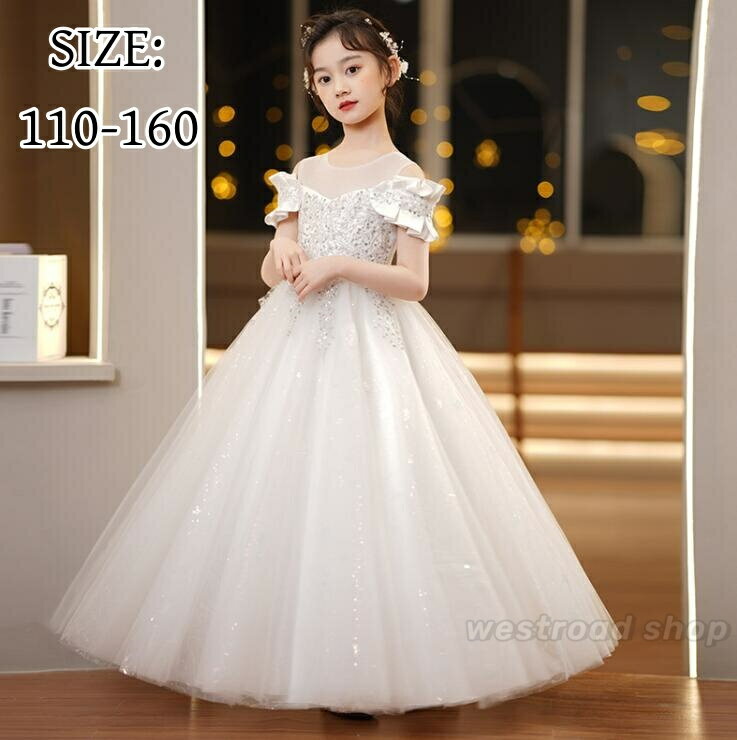 子供ドレス ピアノ発表会 女の子 演奏会ドレス キラキラ 半袖 子どもドレス キッズ ジュニア 中学生 110 120 130 140 150 160cm ワン...