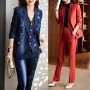【ジャケット】【ジャケット+パンツ】レディース 自宅で洗える パンツスーツ 春秋 ジャケット フォーマル 上下セットアップ 入学式 卒業式 母 ママスーツ オフ...