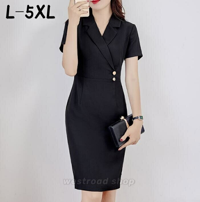 L-5XL フォーマル 事務服 ワンピース レディース カジュアル 春 夏 膝丈ワンピース 大人 上品 おしゃれ 20代 30代 40代 50代 上品 スカート きれいめ オフィス カジュアル かわいい 半袖 通勤 レディース服 OL ママ服 母の日 プレゼント スーツワンピース(4)