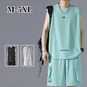 M-5XL セットアップ 夏 メンズ ノースリーブ Tシャツ ハーフパンツ ジャージ 上下セット 夏服 男性用 メンズファッション ショートパンツ タンクトップ...