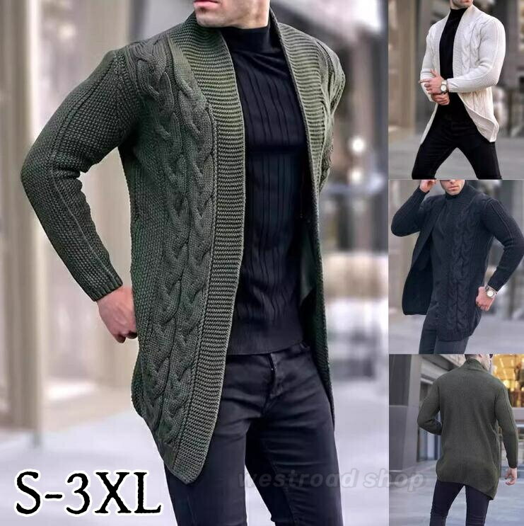 カーディガン メンズ 長袖 ニット ジャケット 紳士 ビッグシルエット アウター セーター トップス 前開き 立ち襟 春秋冬 カジュアル おしゃれ スリム 無地...