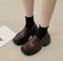 ローファー レディース 厚底シューズ パンプス フラットシューズ フォーマル靴 大人/学生 スクエアトゥ モカシンシューズ ハイヒール チャンキーヒール 太ヒー...