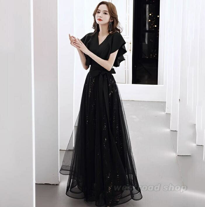 乐天商城 - パーティードレス ロングドレス オシャレ 姫系ドレス ワンピース フリル ロング丈ドレス 大人 ピアノ 発表会 ドレス 結婚式お呼ばれドレス 演奏会 二次会 披露宴 花嫁ドレス 前撮り ドレス 黒 成人式 ドレス フォーマル 大人可愛い きれいめ エレガント おしゃれ