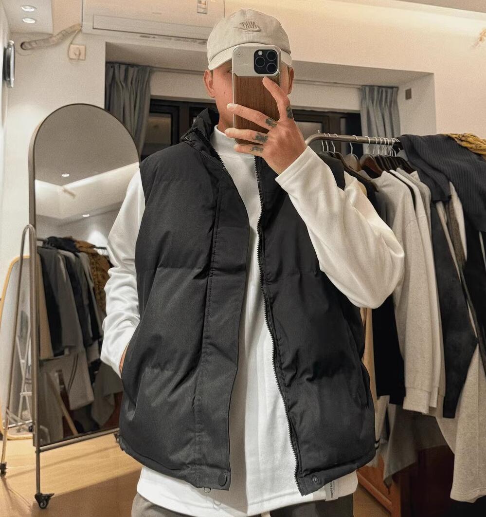 スタンドカラー 中綿ベスト メンズ ダウン風ベスト 男性 ベスト ゆったり 無地 厚手 大きいサイズ カジュアル おしゃれ アウター ジップアップ ベスト キル...