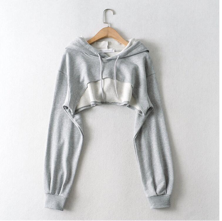 レディース パーカー ショート丈 トップス プルオーバー へそ出し トップス 長袖 無地 夏服 ヒップホップ フィットネス スポーツ ジャズダンス ダンス衣装 おしゃれ ストリート系