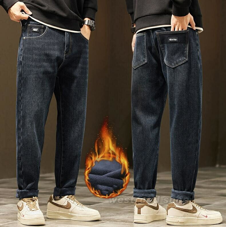 乐天商城 - 防寒パンツ メンズ 厚手 裏起毛 ボア デニムパンツ テーパード 防寒ズボン ジーンズ ストレッチ デニム 暖パンツ ジーパン あったか カジュアルパンツ 大きいサイズ アウトドア 冬物 防風 保温 通勤 通学 メンズファッション 送料無料