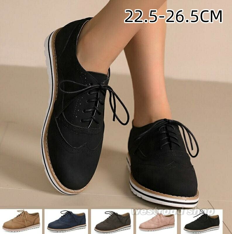 送料無料 レディース レースアップ シューズ ブローグ 革靴 レースアップ カジュアル ビジネス 春秋 合成皮革 通気性 耐久性 ラウンドトゥ ローヒール 安定感 パンプス ベーシック カジュアル コンフォート デイリーユース 通勤 オフィス 20代 30代 40代 50代