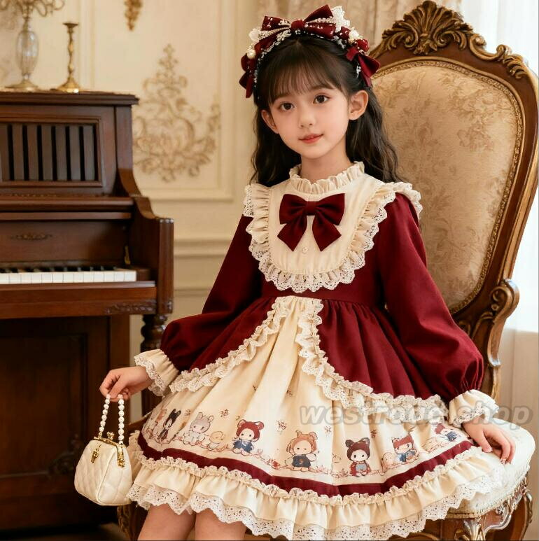 楽天市場】ロリータ ワンピース（カラーワインレッド）（キッズ