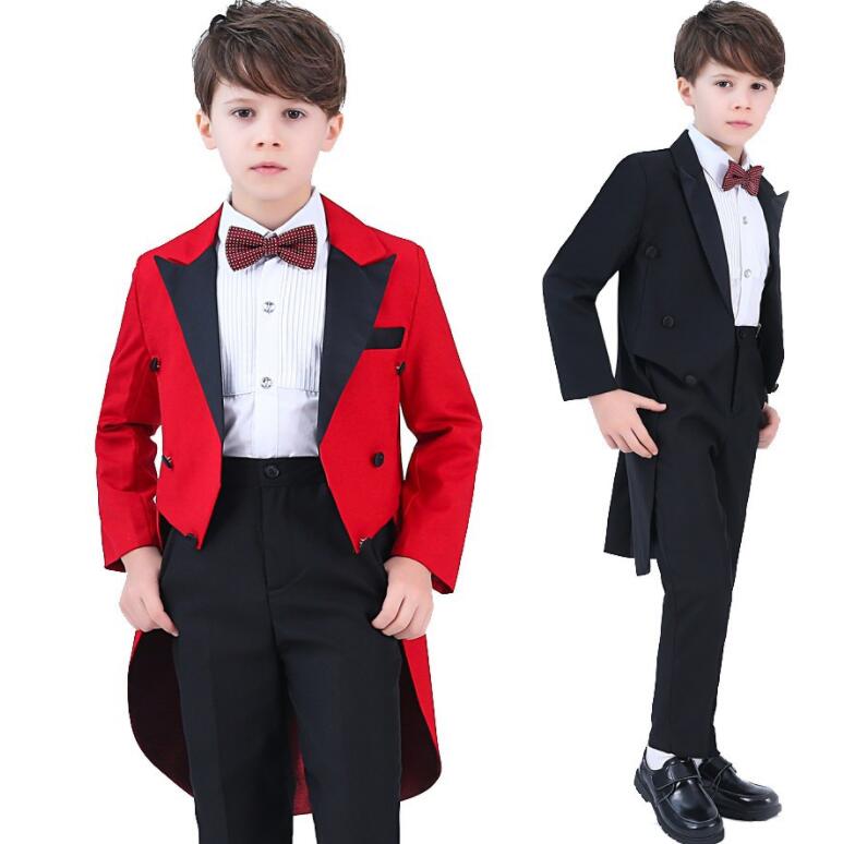 子供燕尾服 ベスト、ズボン、ネクタイ、シャツ、ジャケット 5点セットアップ 子供 キッズ フォーマルスーツ 長袖 タキシード 男の子 入学式 発表会 卒業式 蝶...