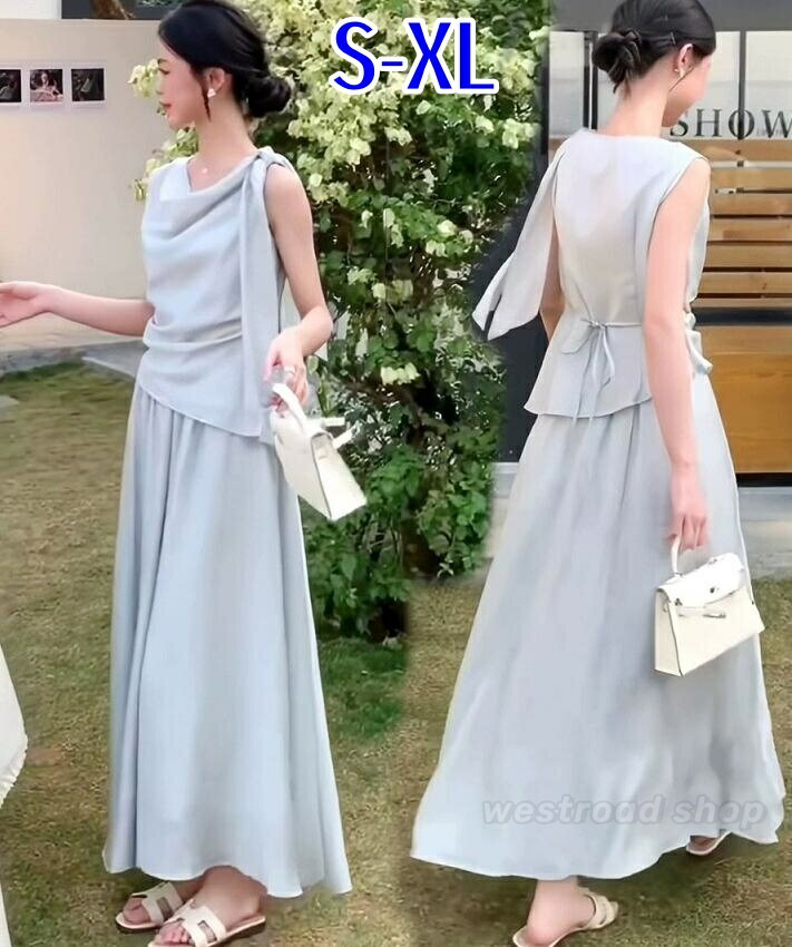 シフォン ブラウス & ロングスカート ミモレ丈 セットアップ レディース 袖なしトップス オフィス 着痩せ 春夏 上下セット 涼しい きれ..