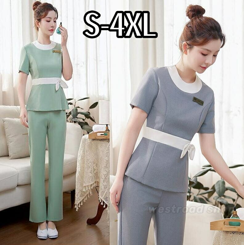 ユニフォーム 女性 制服 エステ サロン通勤 レディース おしゃれ 半袖 トップス パンツスーツ 上下セッ..