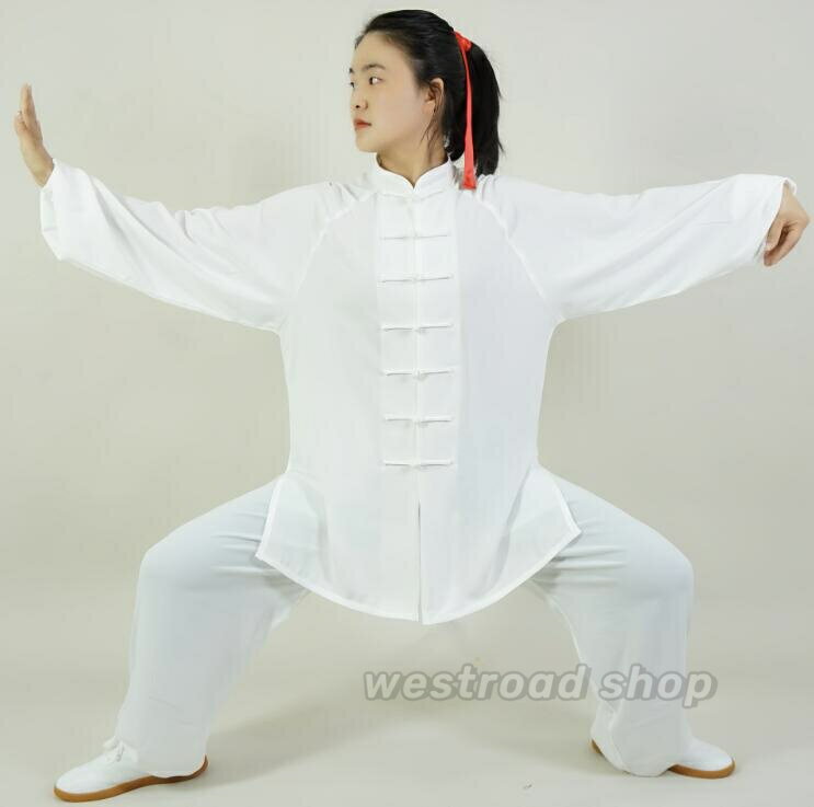 XS-3XL カンフー服 トップス パンツ 上下セット メンズ レディース 八段錦 太極拳 服 太極拳 ウェア 武術教室 チャイナ風 セットアップ おしゃれ 大きいサイズ 普段着 競技服 練習着 武術 教室 カンフー表演服 春夏 秋 ホワイト