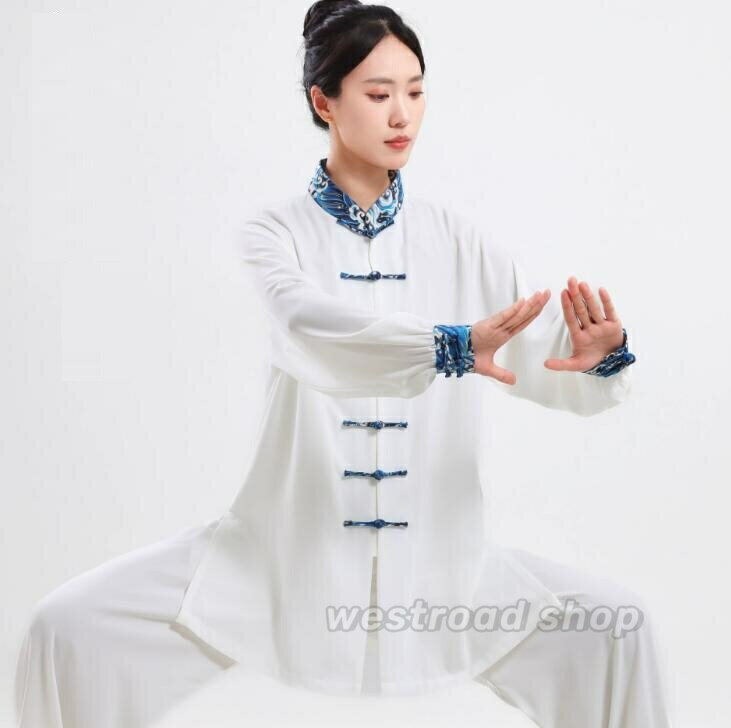 Rakuten - 男女兼用 太極拳 服 レディース メンズ 上下セットアップ 武術表演服 カンフー服 動きやすい トップス カンフーパンツ スポーツウェア コスプレ衣装 おしゃれ 八段錦 服 武術 気功服 練功服 競技服 練習服 文化祭 学園祭 イベント 演出服 発表会 春夏 秋 ホワイト 赤色