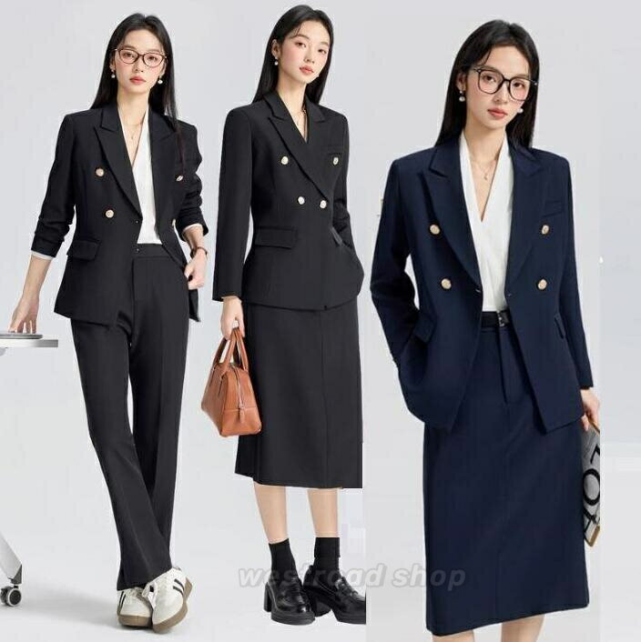 乐天商城 - 2TYPE パンツスーツ&スカートスーツ ダブルブレスト スーツ レディース テーラードジャケット ワイドパンツ 膝下丈スカート セットアップスーツ 長め 春秋 きれいめ 卒業式 入学式 フォーマルスーツ ビジネススーツ リクルートスーツ セレモニー 面接 オフィス 通勤 就活