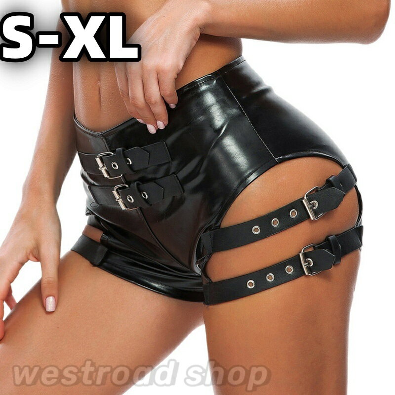 フェイクレザー レディース セクシー 短パン PU革 マイクロミニ ショートパンツ ホットパンツ ミニパンツ タイト レザーパンツ ボトムス ベルト付き 夜店DS公演 HIPHOP ダンス衣装 パンツ 脚長 美尻 おしゃれ 女性ファッション