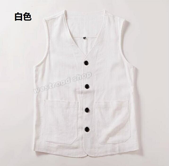 綿麻 ジレ ベスト メンズ ノースリーブTシャツ タンクトップ アウター トップス 無地 薄手 リネン 麻 カーディガン シンプル 通気 涼しい ルームウェア 部屋着 ゆったり カジュアル アウトドア 春 夏 大人 父の日 プレゼント