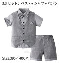 男の子 キッズ スーツ ベスト+半袖シャツ+パンツ 3点セットアップ フォーマルスーツ セット 夏用 キッズスーツ 子供スーツ ベビー 子供服 おしゃれ 入学式...